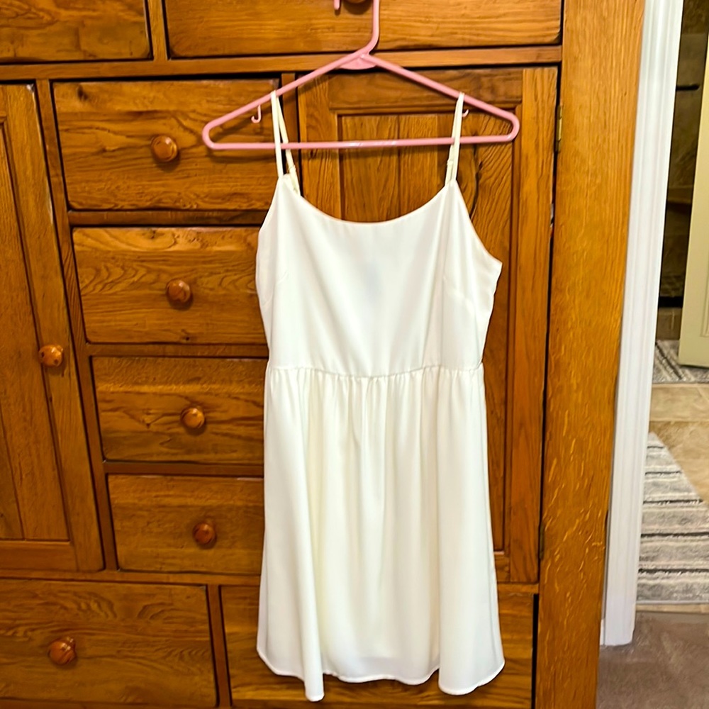 Cream colored dress with spaghetti straps